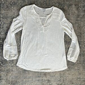 Lucky Brand White Lace Detail Blouse